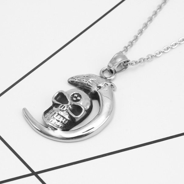 Kemstone 316L Stainless Steel Skull Pendant Necklace for Men Eagle Head Vintage Detail TN0072