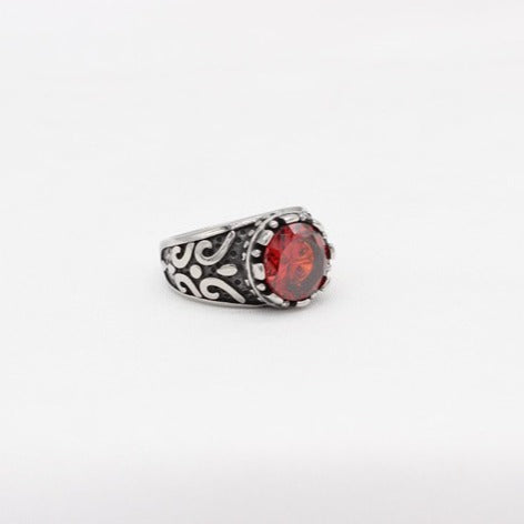 Kemstone Vintage Stone Ring for Men Titanium Steel Scrollwork R1667
