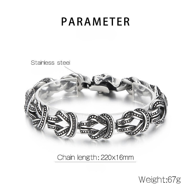 Pulsera punk Kemstone de acero y titanio negro mate - Diseño de puntos geométricos para hombre (ajustable) KB163101-KJX
