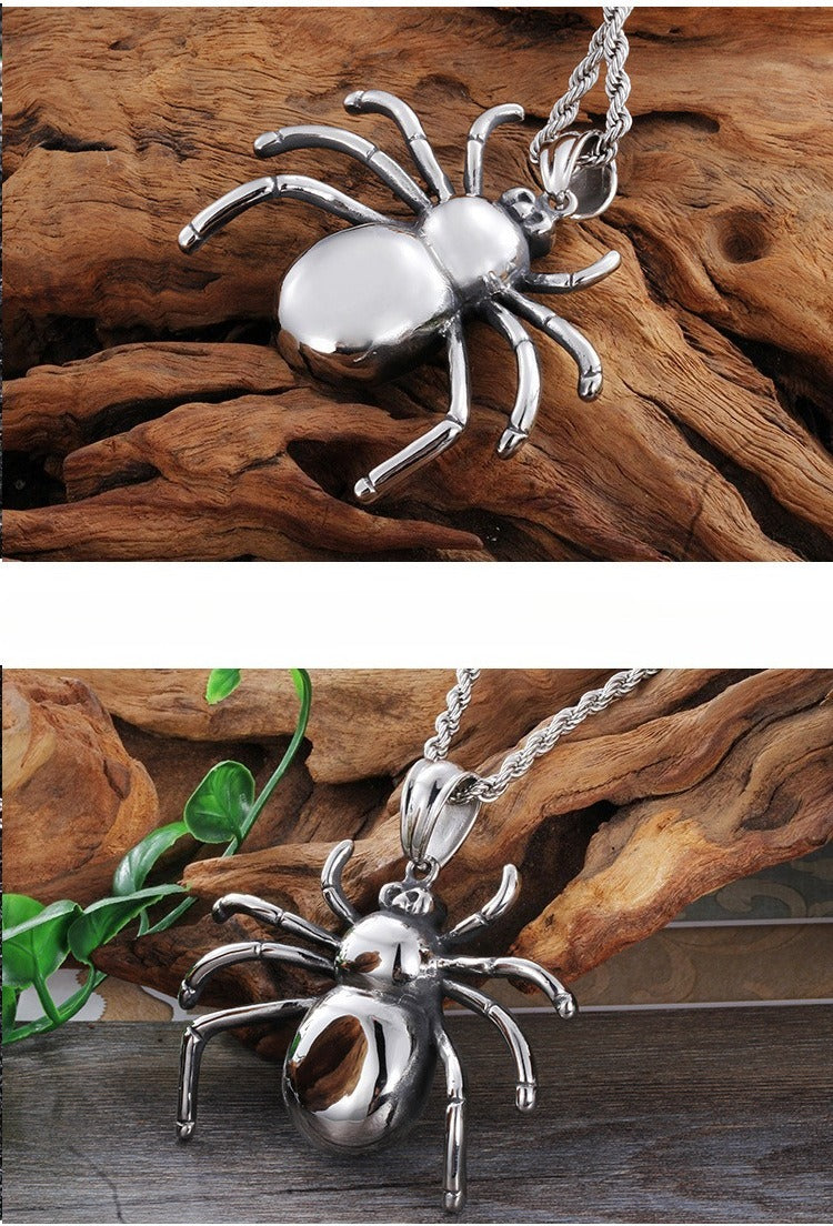Kemstone Titanium Steel Spider Necklace for Men KP42080-BD