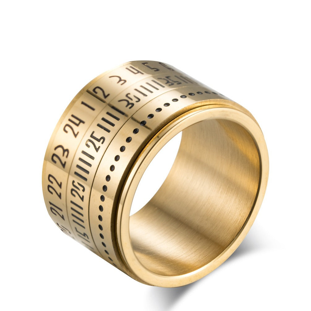 Kemstone Number Spinner Ring for Men Stainless Steel 14MM Wide Band  K-R123