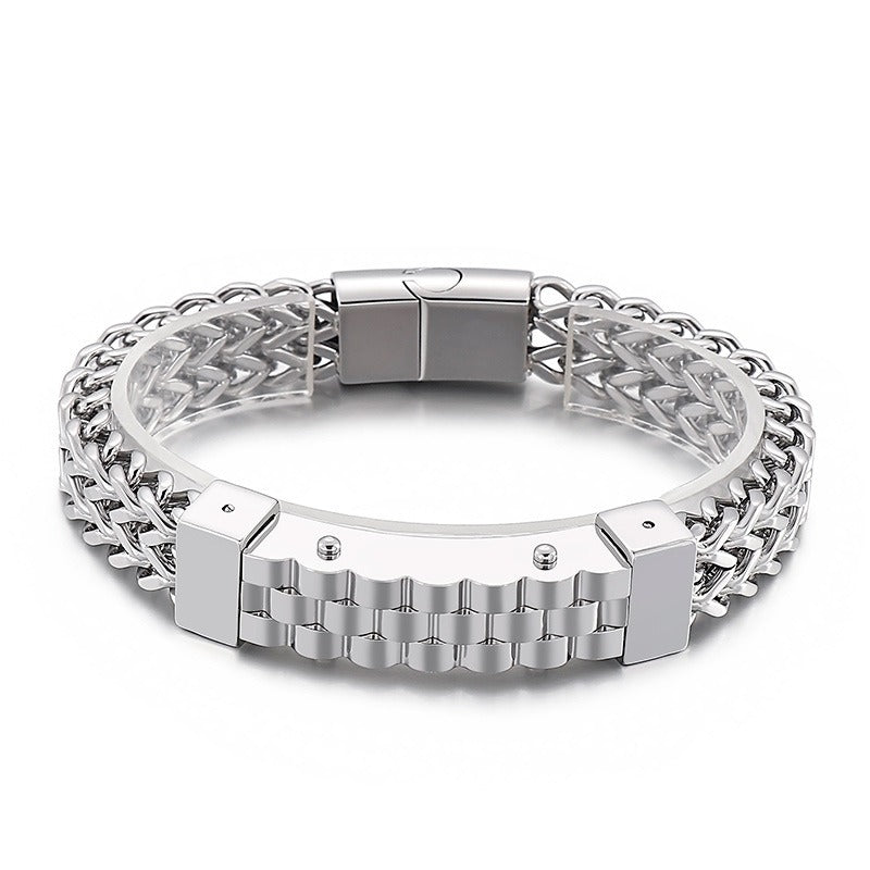 Kemstone Titanium Steel Reversible Chain Bracelet with Watchband Plate for Men KB138766-KFC