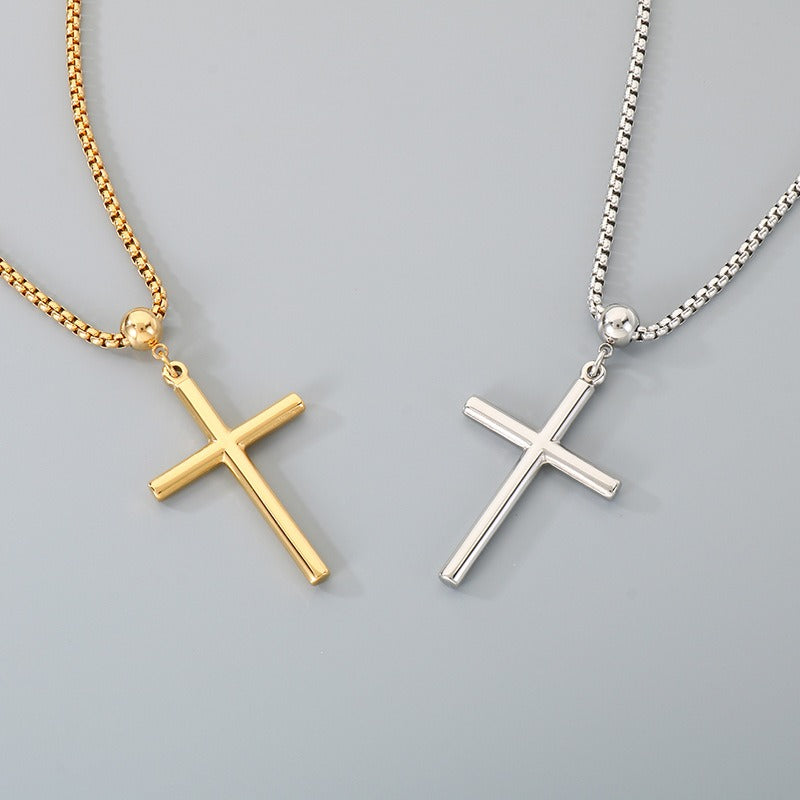 Kemstone Titanium Steel Cross Pendant Necklace for Men – Polished Design K-PT411