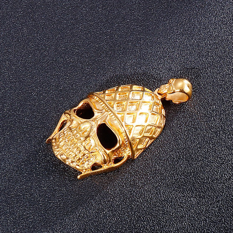 Kemstone Gothic Skull Pendant Necklace for Men – Titanium Steel KP37967-D