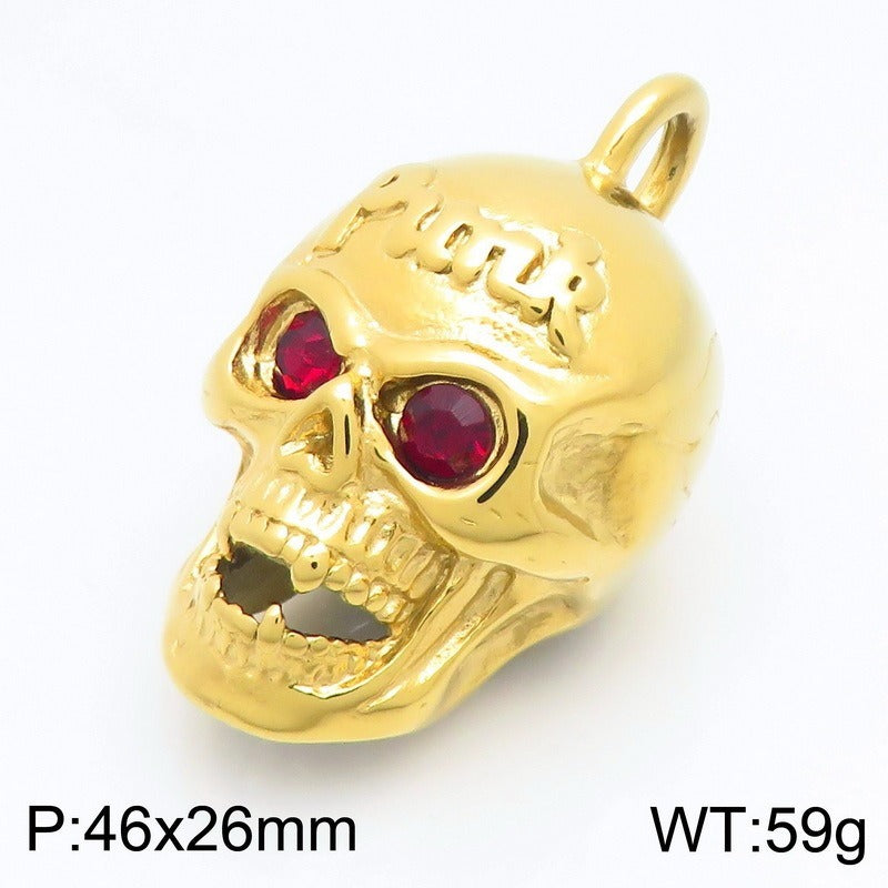 Kemstone Red Eye Detail Skull Pendant Necklace for Men Stainless Steel Gothic Punk KP117954-KJX