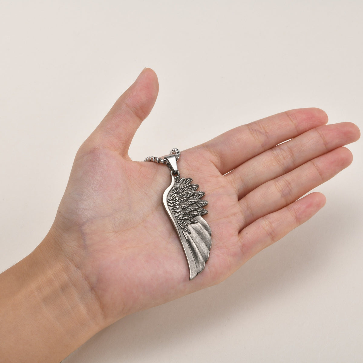 Kemstone Wing Pendant Necklace for Men Alloy Feather Relief NC-3026
