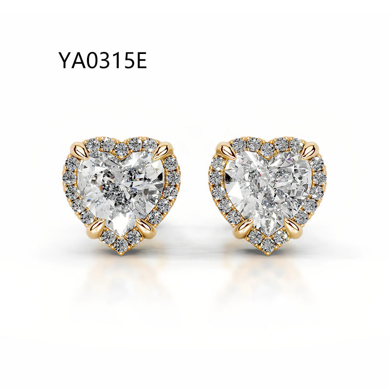 Kemstone Halo Moissanite Stud Earrings – 1 Carat D-E Color, 18K Gold Plated S925 Silver | Round, Pear, Oval, Princess, Heart & Radiant Cuts