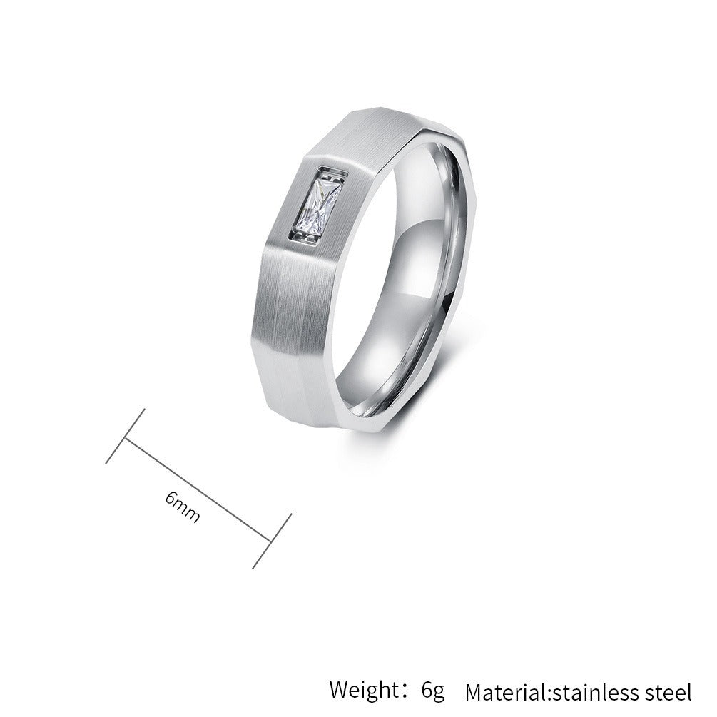 Kemstone Geometric Faceted Stainless Steel Ring for Men Women K-R1131