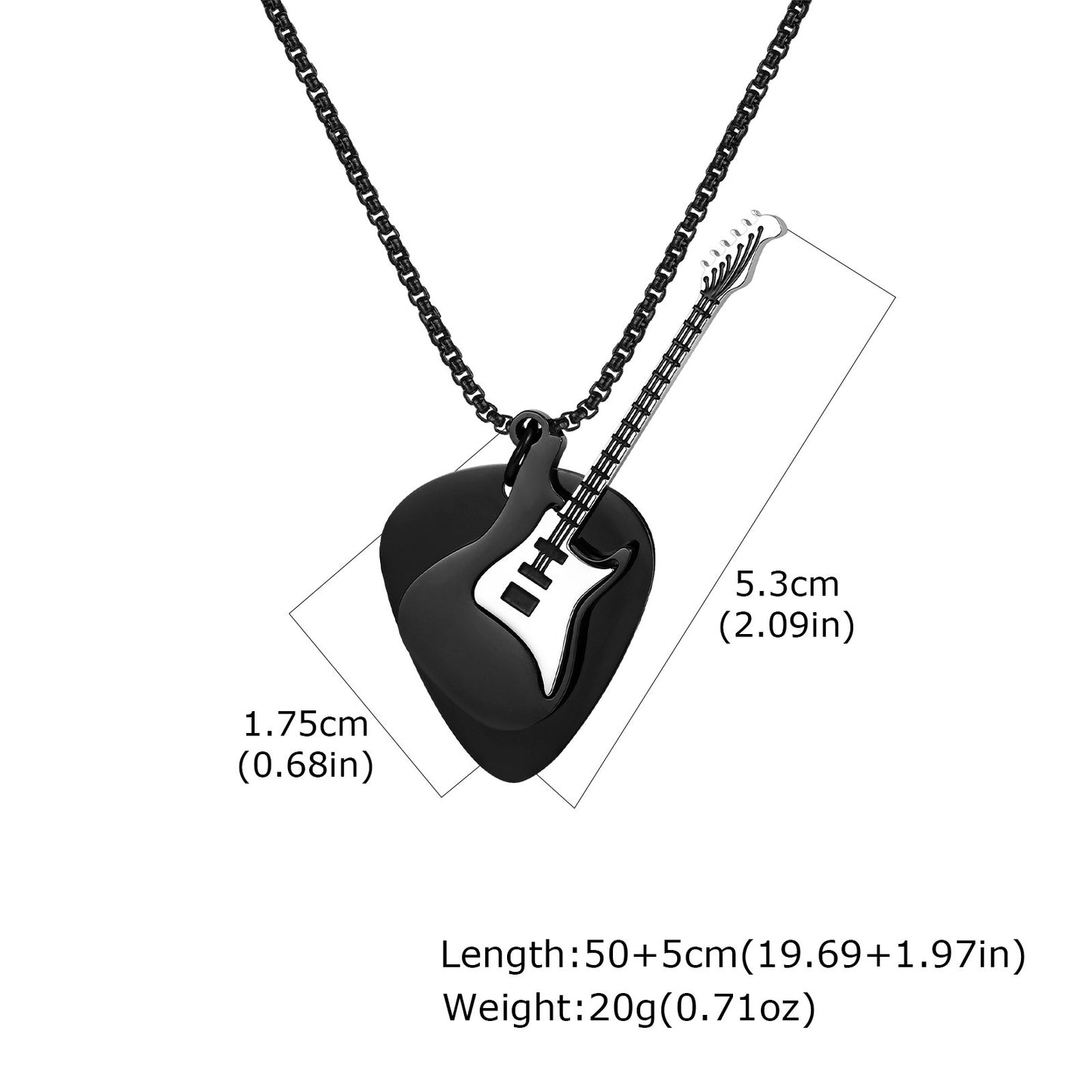 Kemstone Men’s Stainless Stee Guitar Pick Pendant Necklace – Punk Rock NC-2320