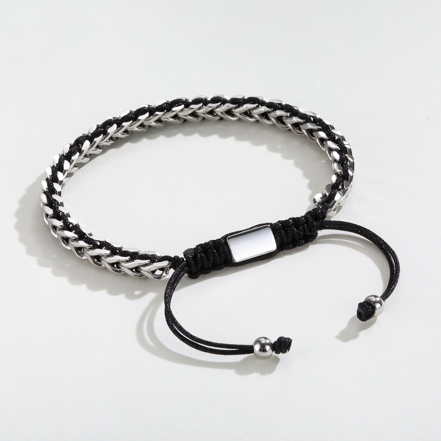 Kemston Stainless Steel Dragon Chain Bracelet for Men Braided Cord Adjustable Style BR-2351