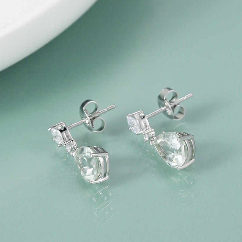 Pendientes de amatista verde natural de plata de ley con diseño original hechos a mano de Kemstone, joyería de boda