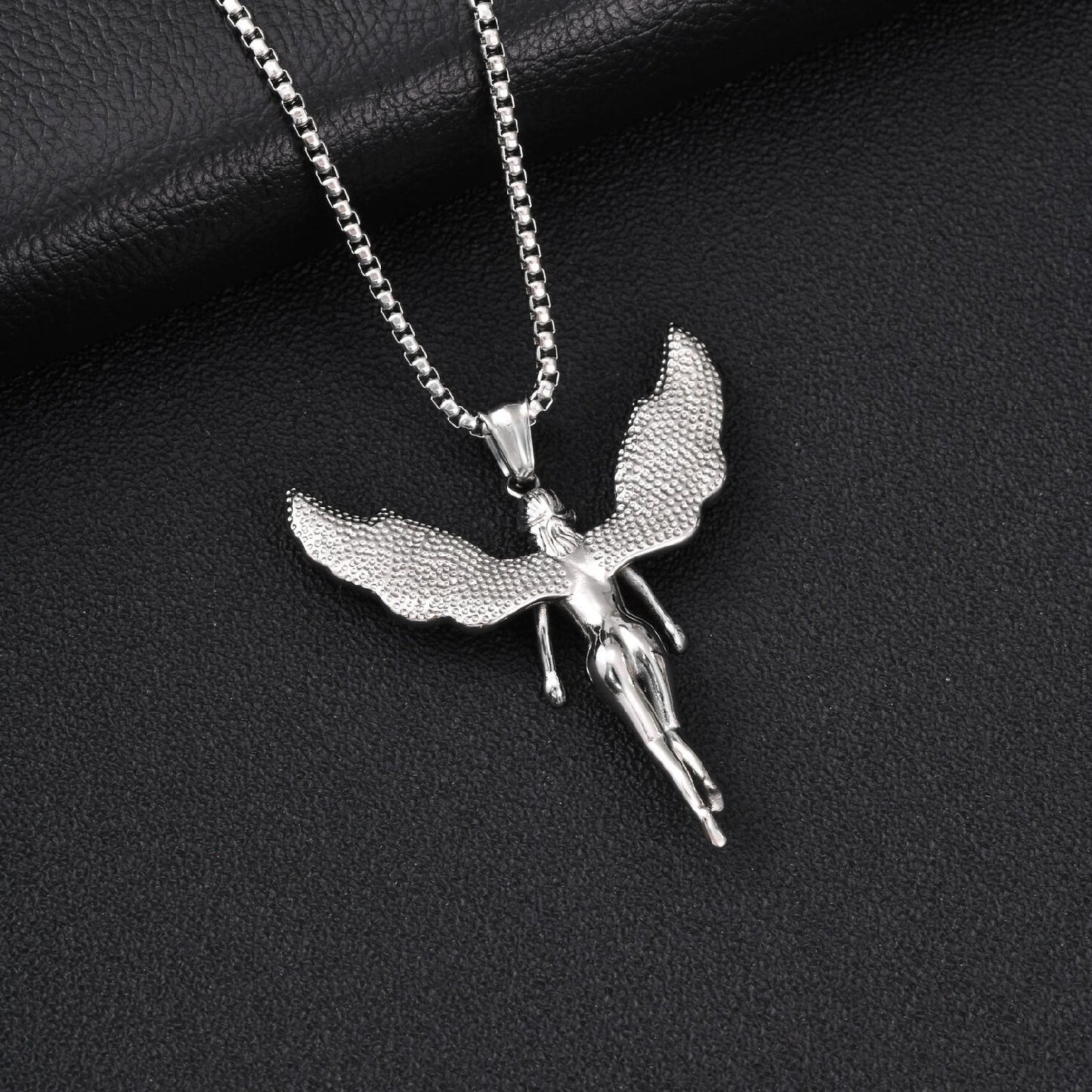 Kemstone Stainless Steel Winged Figure Necklace for Men Vintage Streetwear PN-2414