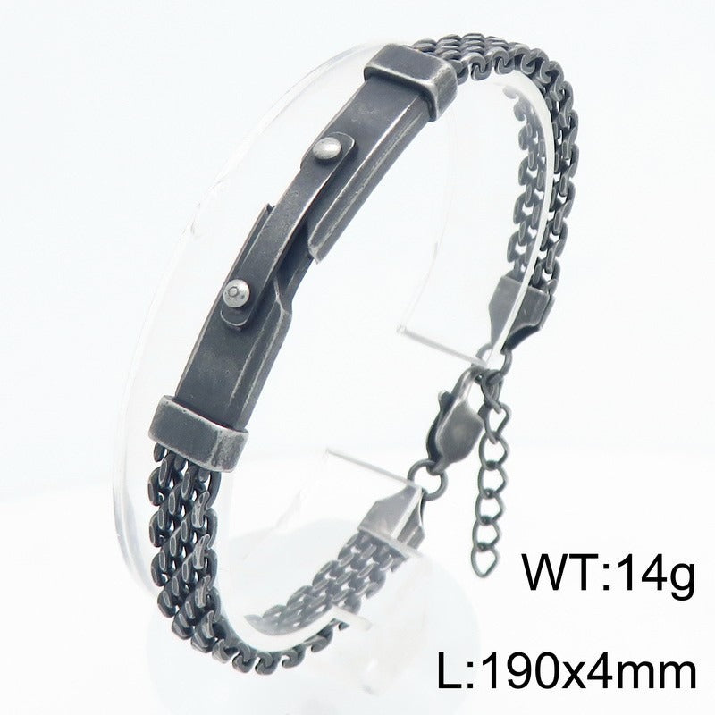 Kemstone Titanium Steel Woven Chain Bracelet for Men Curved Plate KB213344-KFC
