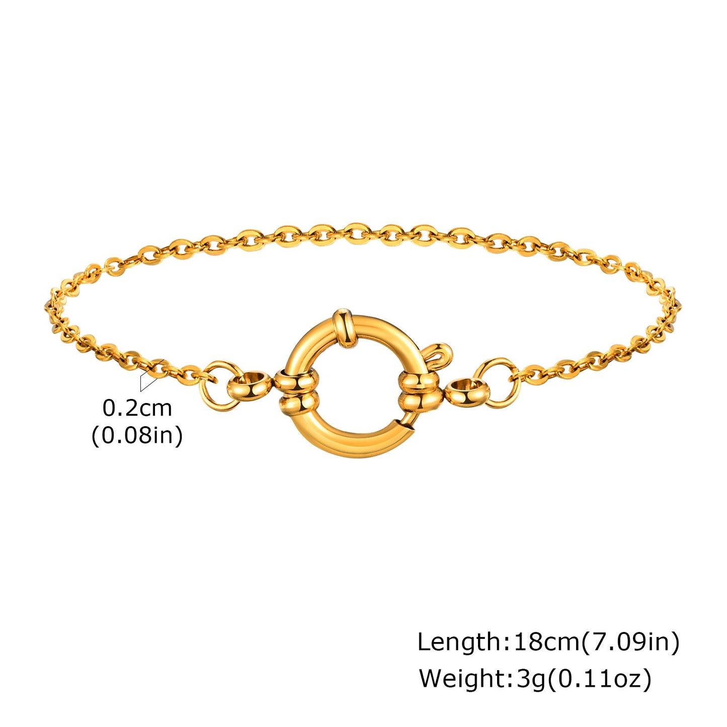 Elegante pulsera de cadena cuadrada de acero inoxidable con cierre de burbuja - Joyería minimalista de oro para mujer, ideal para uso diario y regalo BR-2167