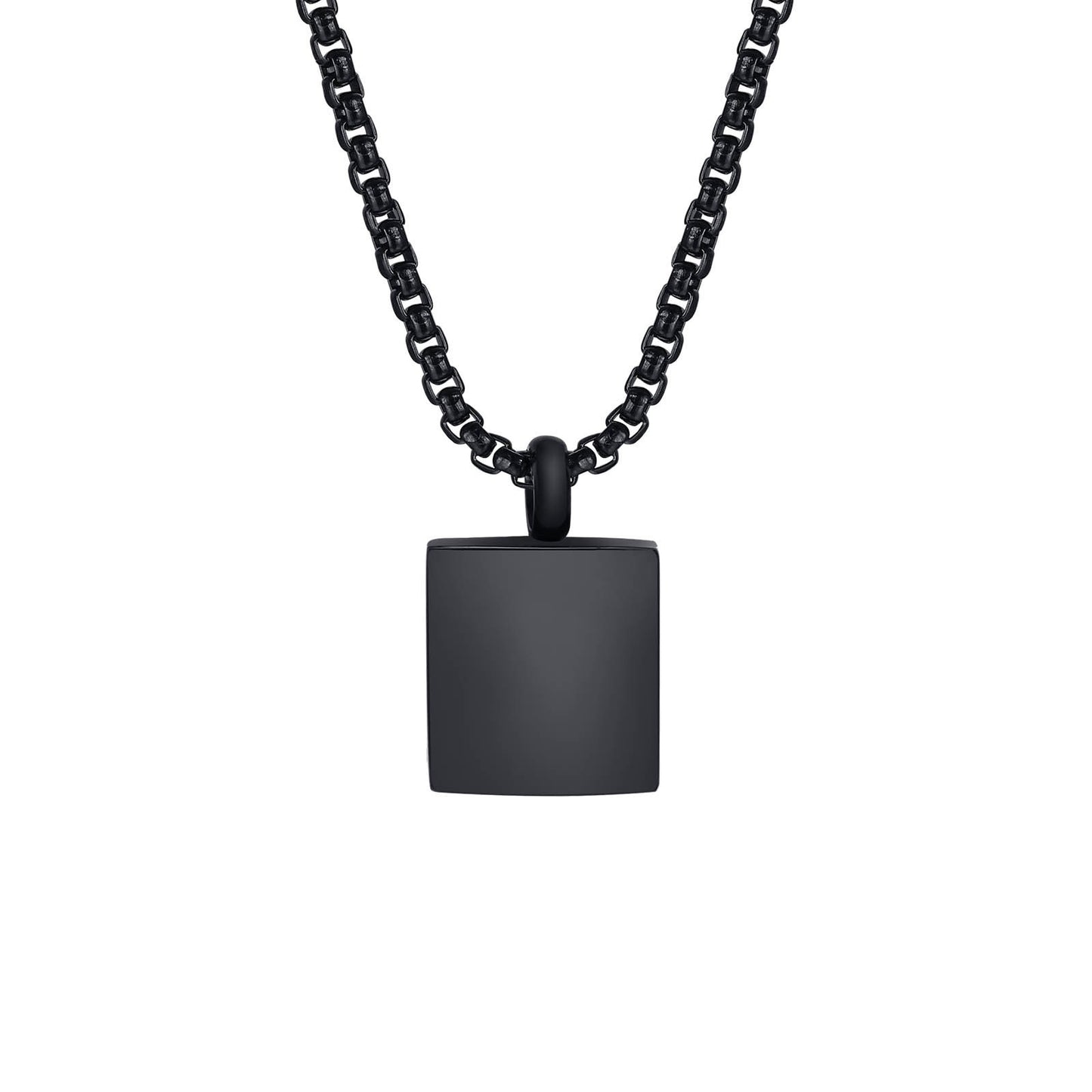 Kemstone Square Keepsake Pendant Necklace for Men Women Stainless Steel Minimalist Locket PN-1871