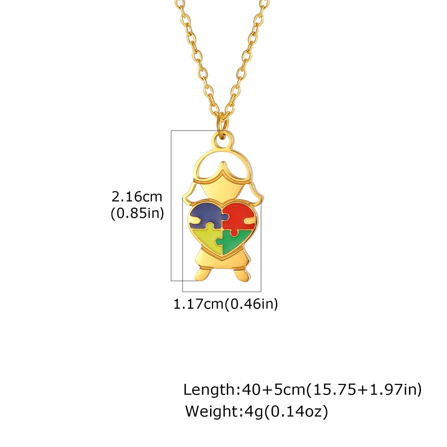 Kemstone Stainless Steel Puzzle Heart Pendant Necklace Colorful Enamel for Men Women NC-2257