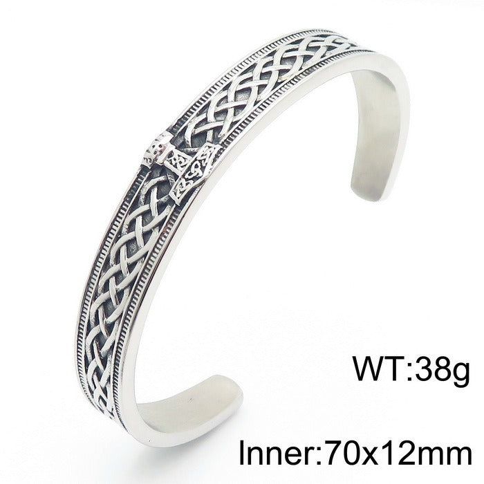 Kemstone Viking Mjölnir Cuff Bracelet – Steel Norse Men’s Jewelry KB182575
