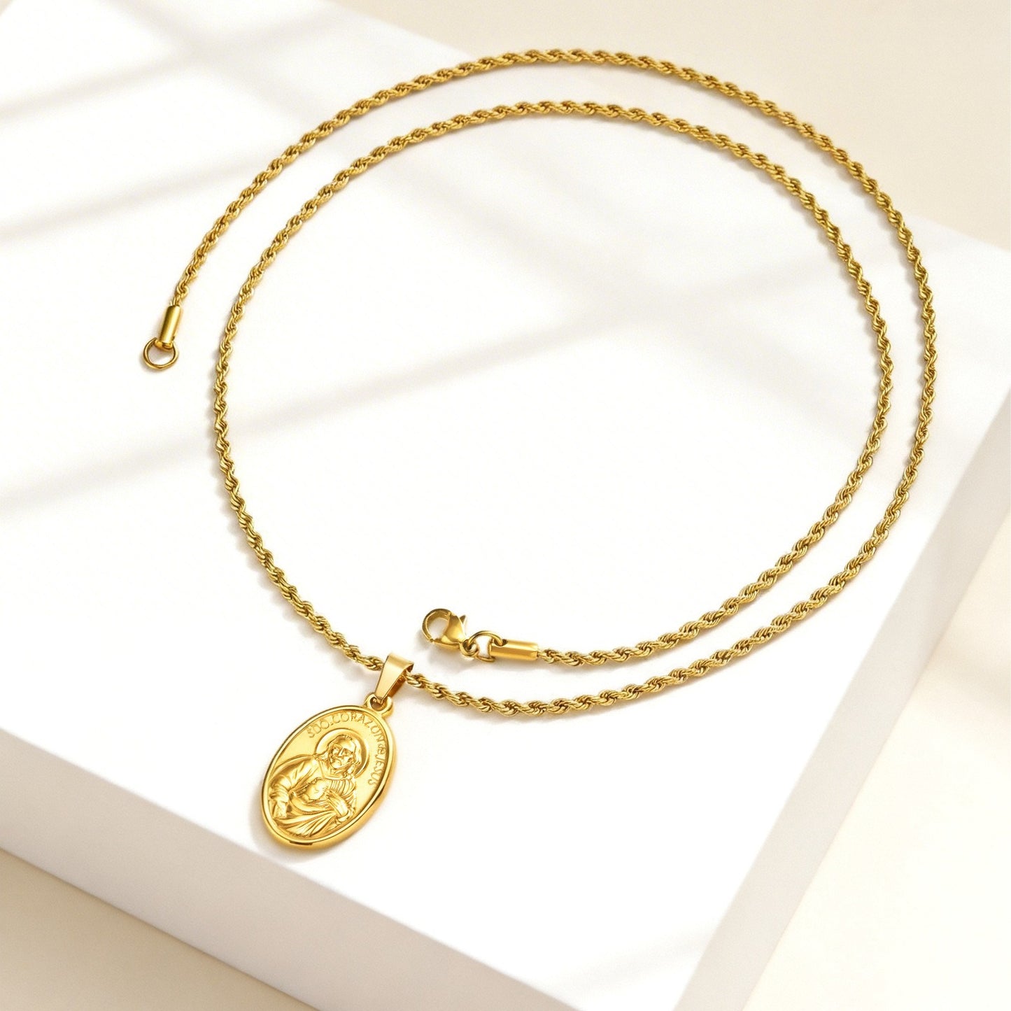 Kemstone Coin Pendant Necklace Vintage Portrait Gold Plated Medallion for Men PN-2309