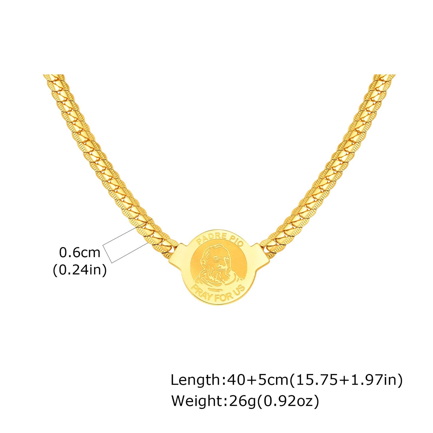 Kemston Stainless Steel Wheat Chain Medallion Necklace for Men NC-2264