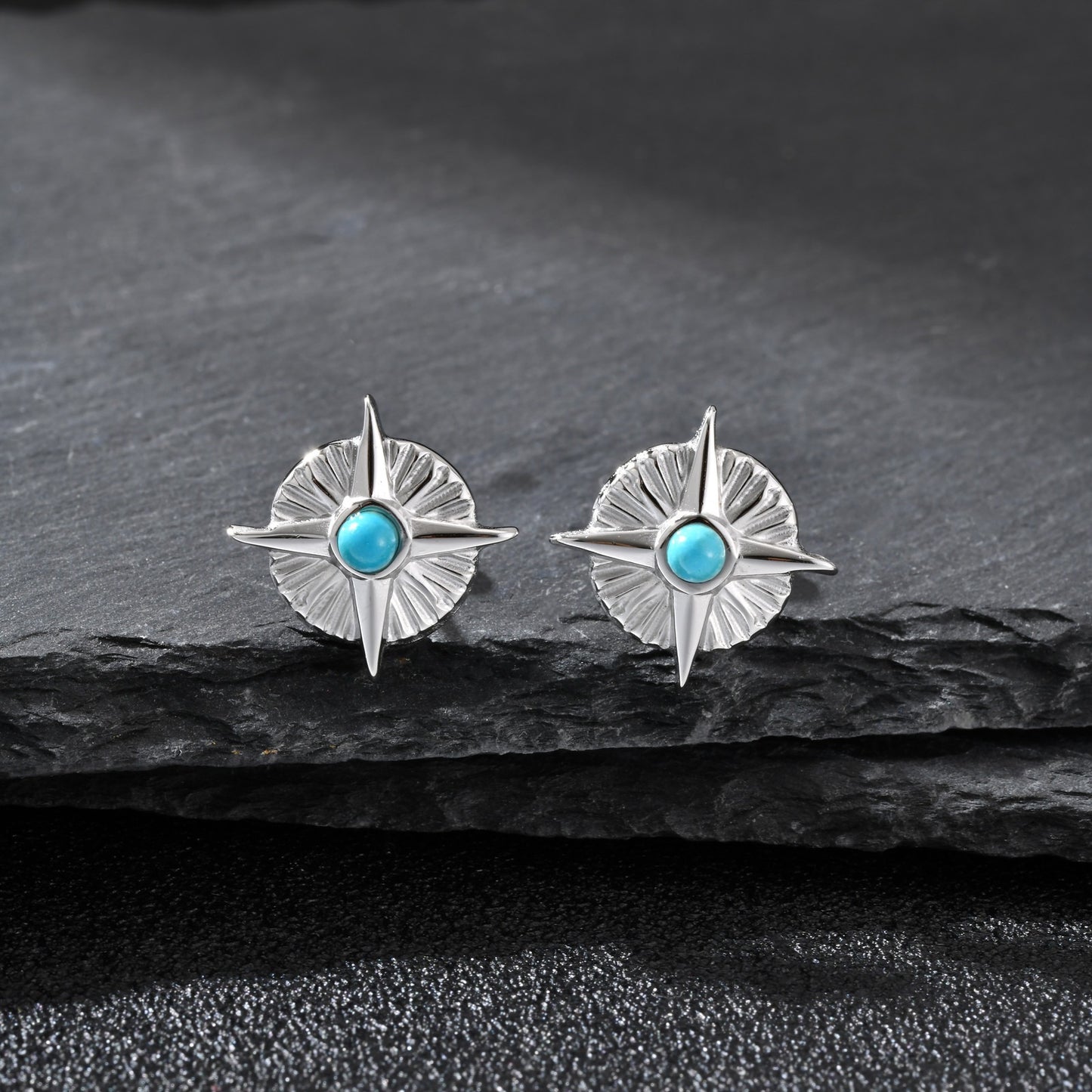 Kemstone Geometric Star Turquoise Stud Earring for Men ES-775