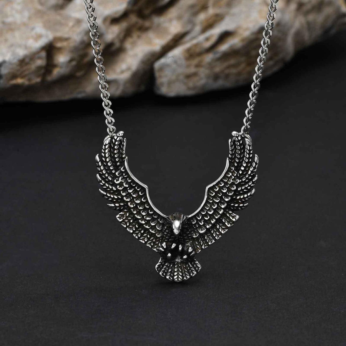 Kemstone Men’s Stainless Steel Eagle Necklace – Punk Gothic Pendant PN-2242