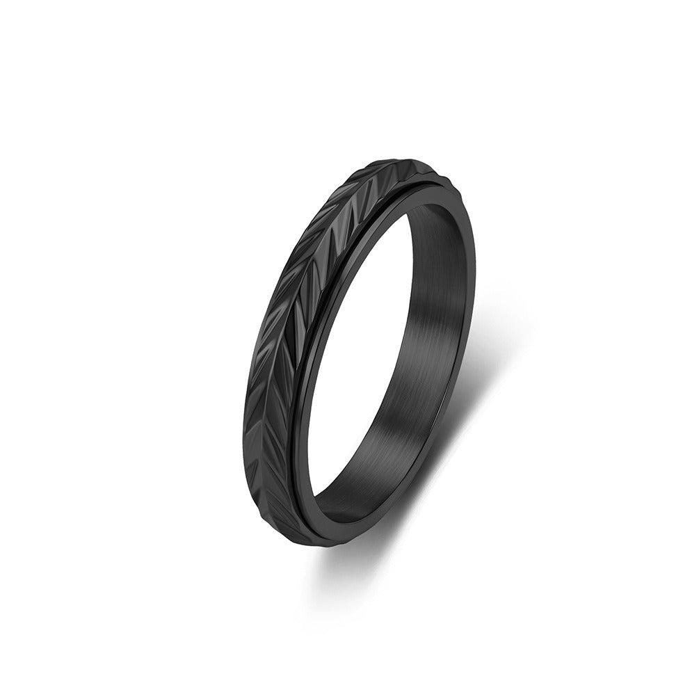 Kemstone Stainless Steel Wheat Pattern Spinner Ring for Men & Women K-R12540