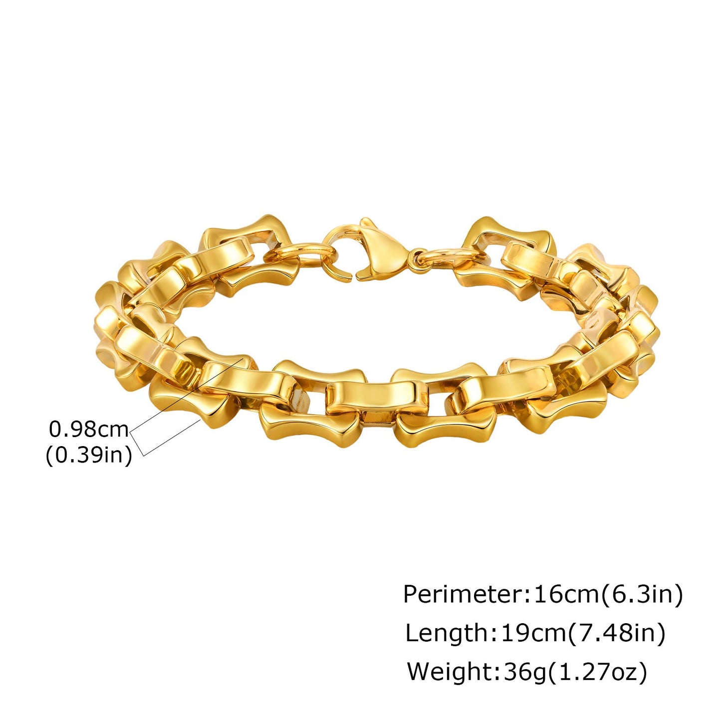 Kemstone Stainless Steel Biker Chain Bracelet – Handmade Punk Men’s Jewelry BR-1986