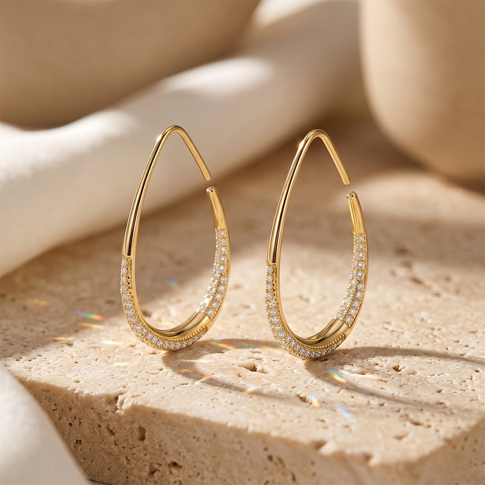 Kemstone Oval Hoop Moissanite Earrings for Women 925 Sterling Silver SMOE28