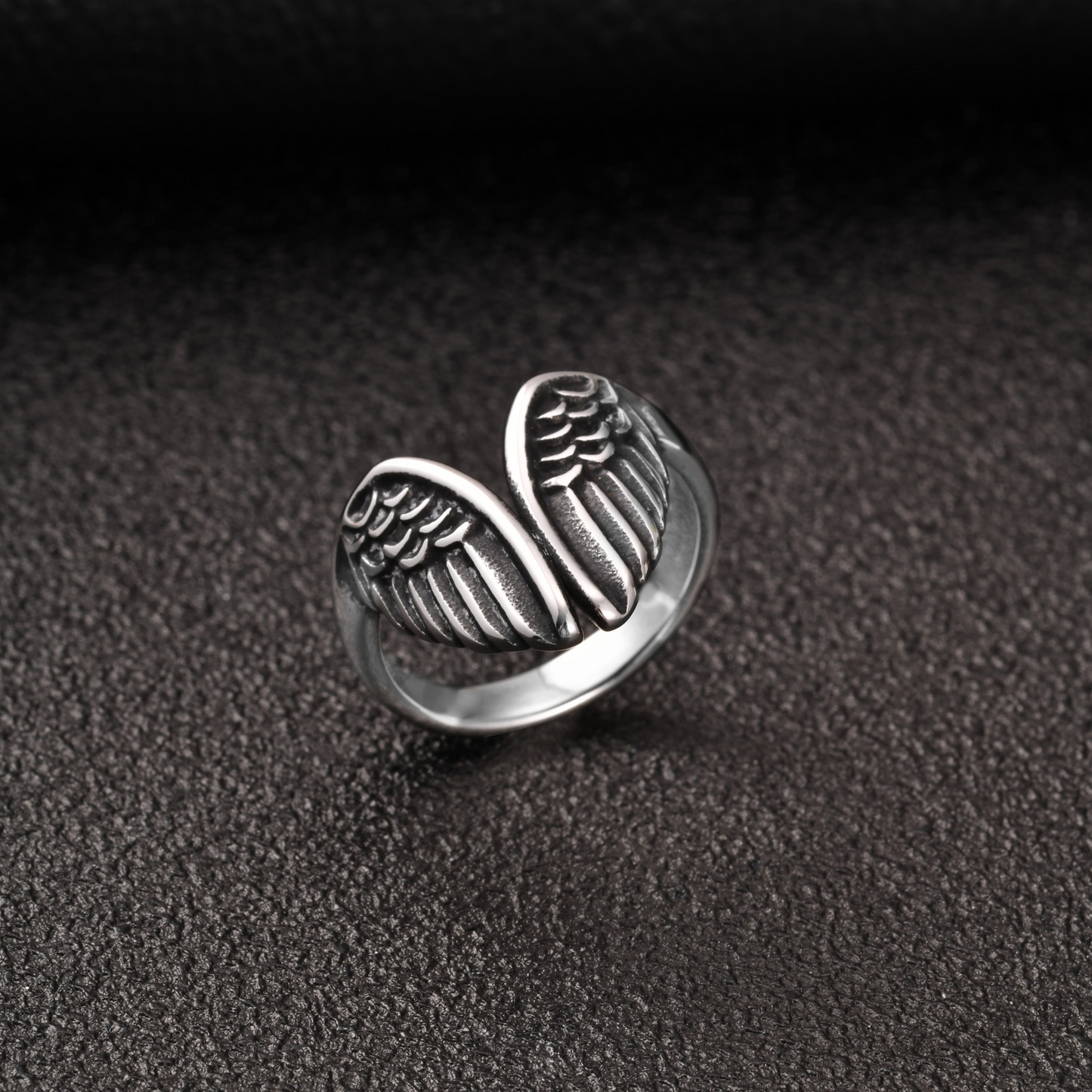 Kemstone Stainless Steel Wing Open Ring for Men Matte Silver Style RC-1138