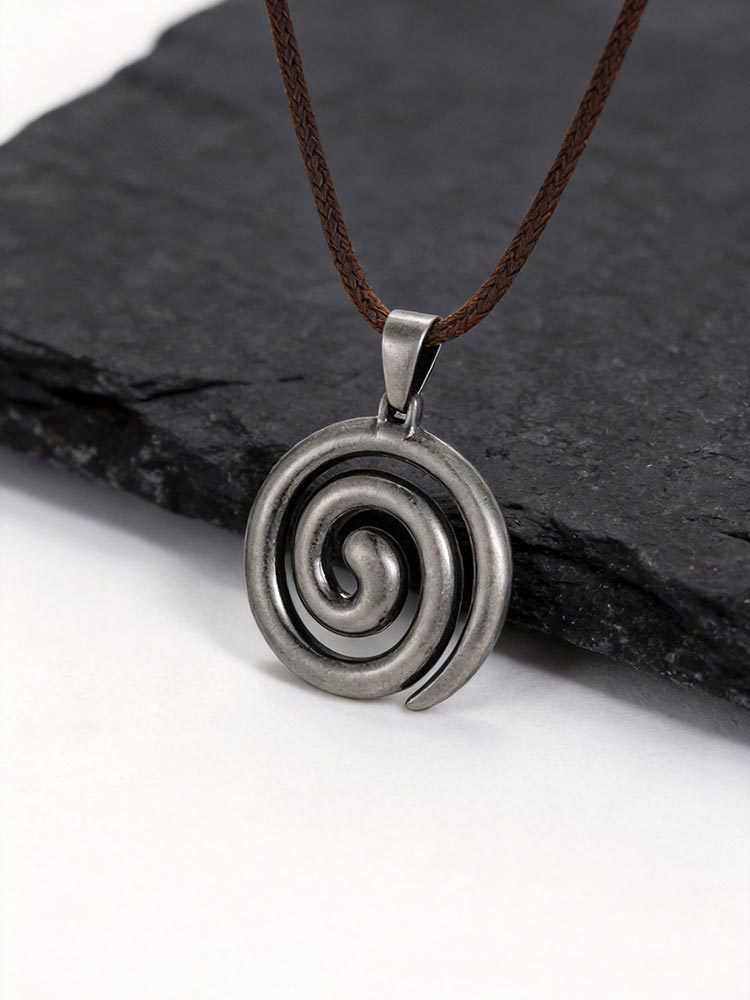 Kemstone Stainless Steel Spiral Pendant Necklace for Men Swirl Design PN-2299