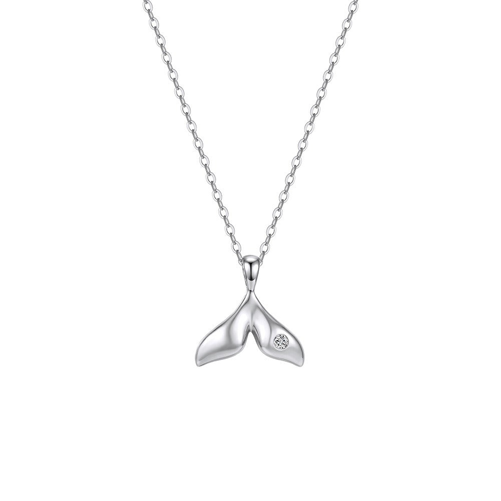 Kemstone Dainty Mermaid Tail Necklace for Women 925 Sterling Silver Cubic Zirconia Gold Silver SAPN64