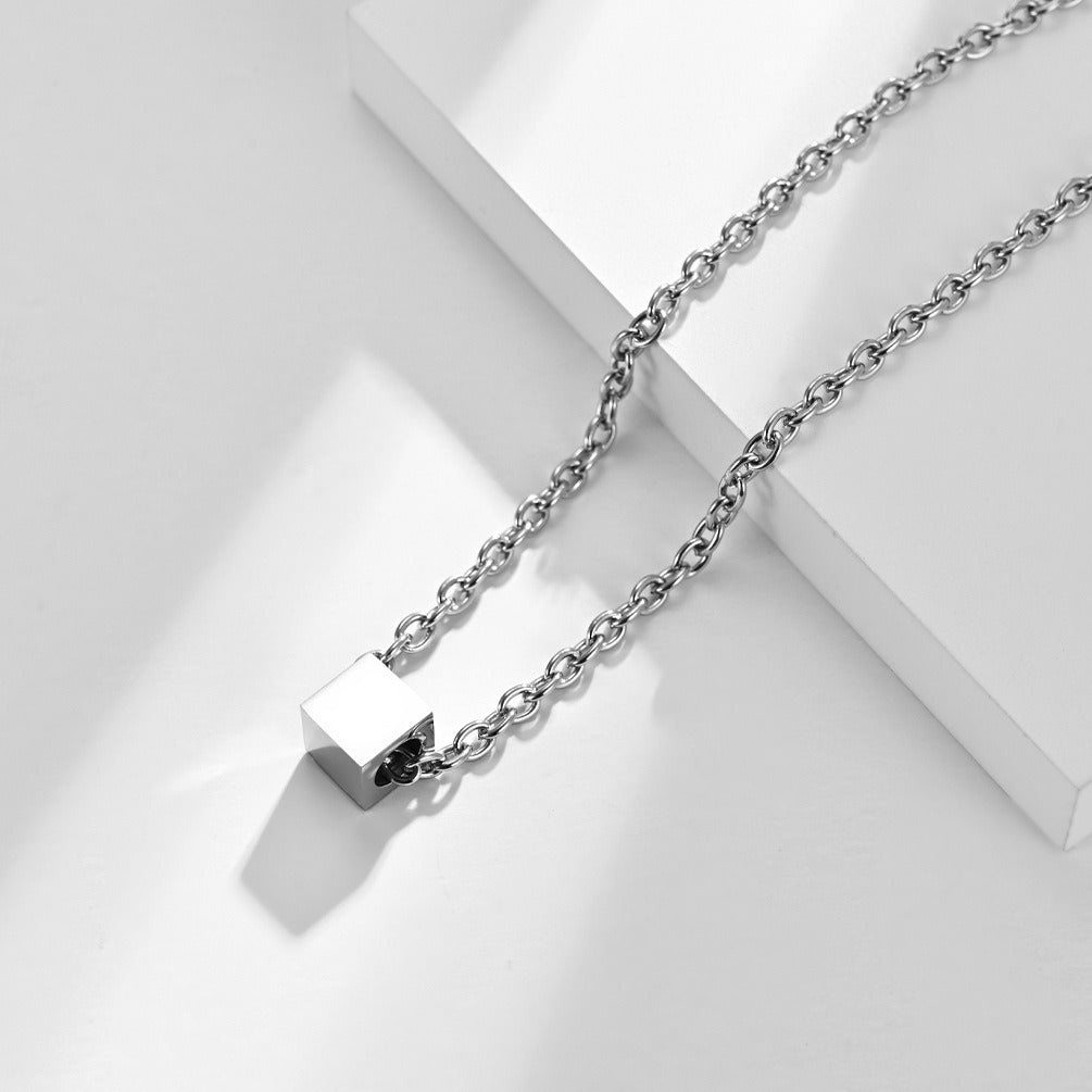 Kemstone Cube Pendant Necklace for Men Stainless Steel K-PT312