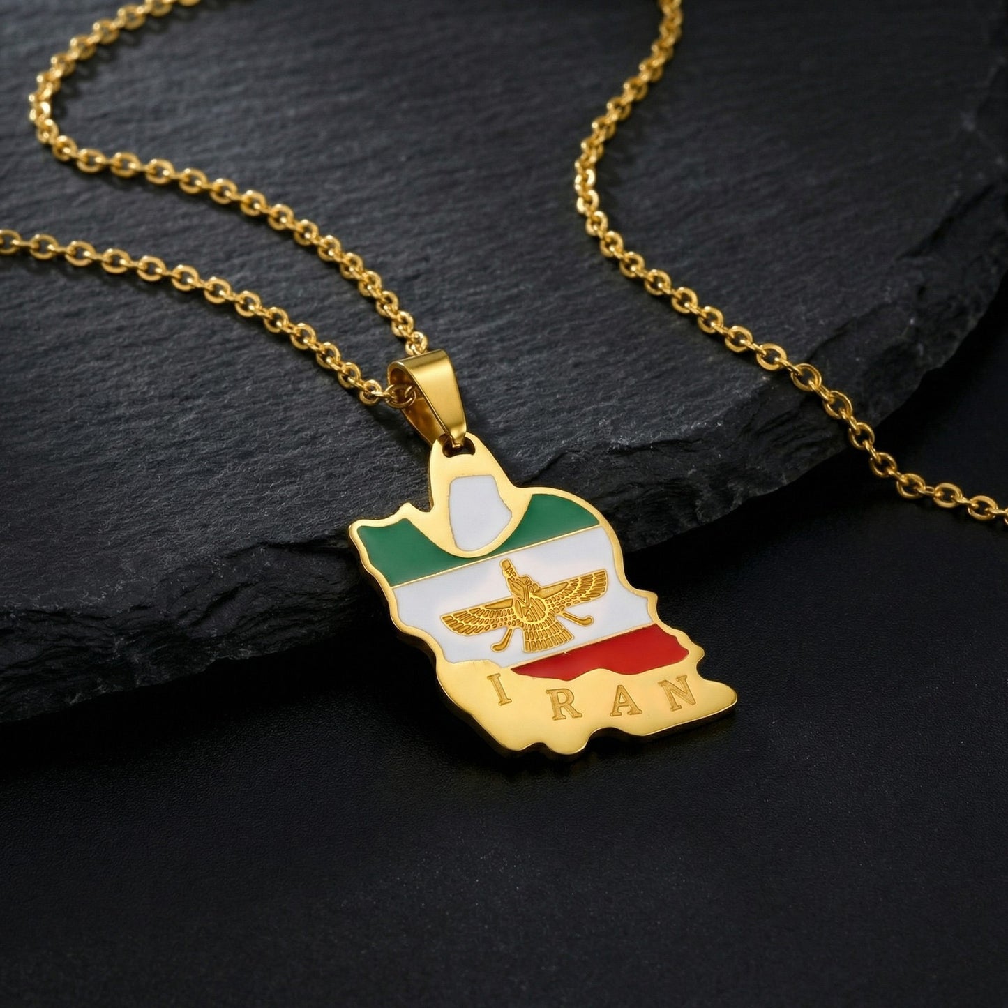 Kemstone Stainless Steel Iran Map Pendant Necklace for Men Women Gold Silver PN-2345 PN-2345