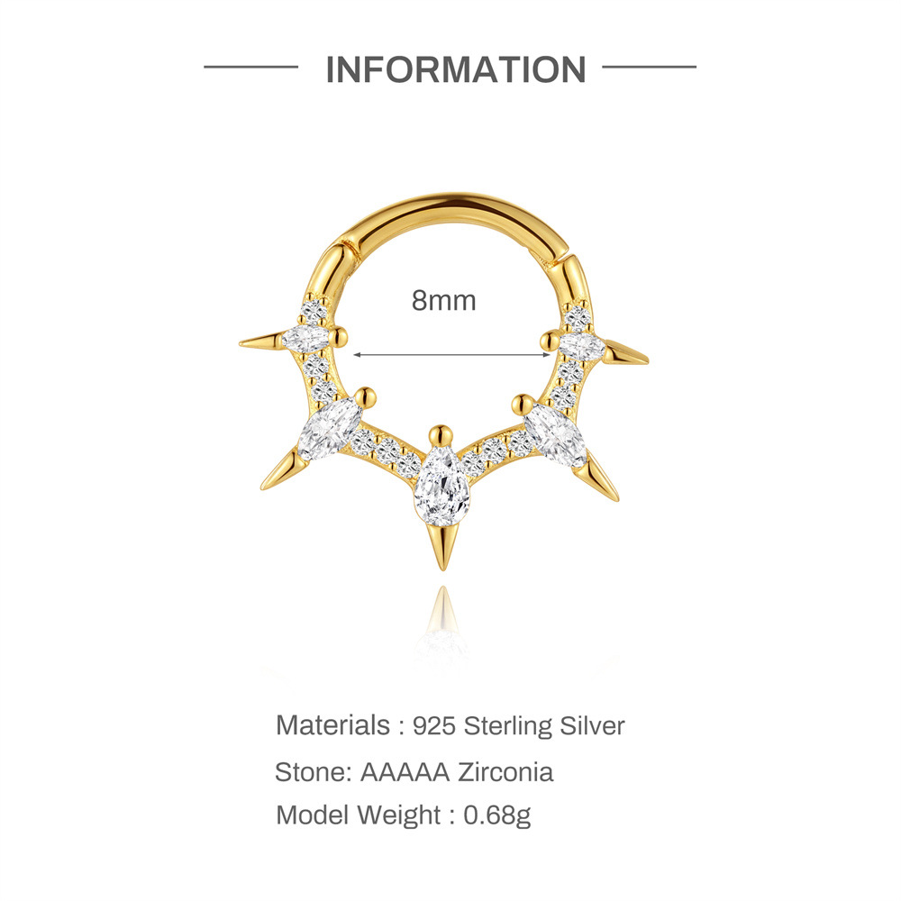 Kemstone S925 Sterling Silver Deer Antler Cartilage Hoop for Women Cubic Zirconia 60266661344C