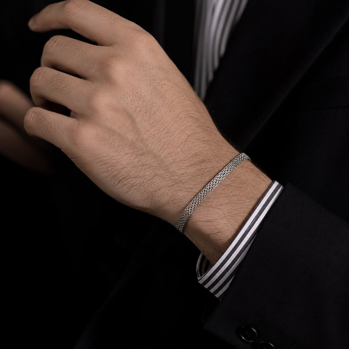Kemstone Flat Woven Mesh Bracelet for Men Copper Chain BR-3043