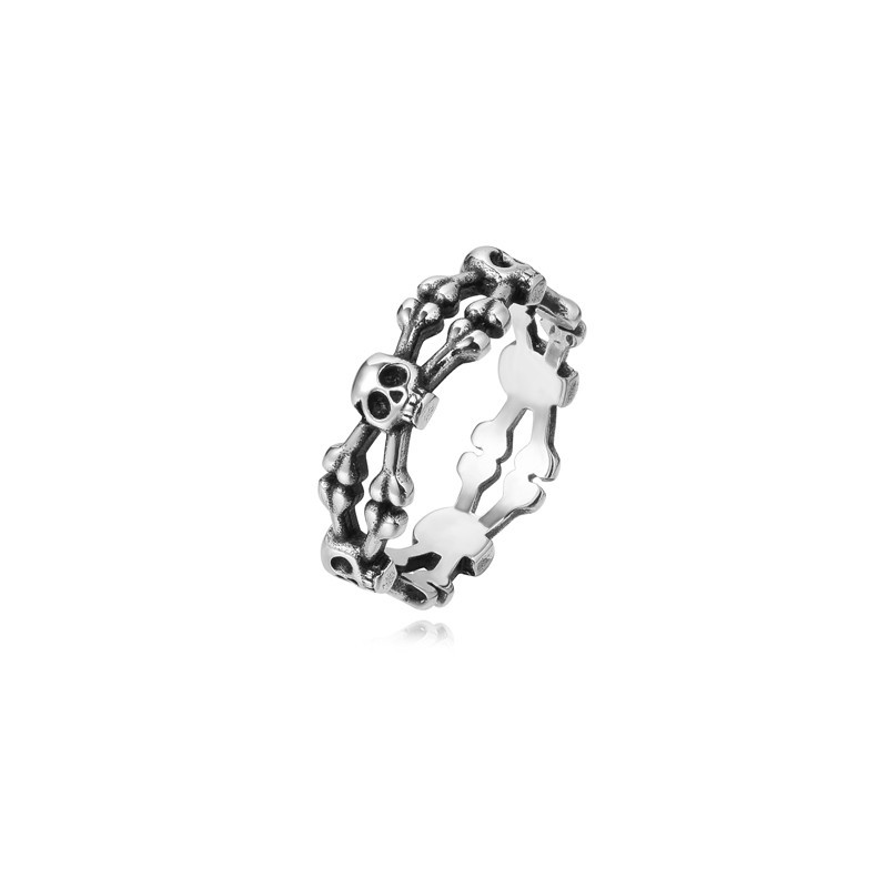 Kemstone Skeleton Bone Skull Ring for Men Titanium Steel Vintage R1344