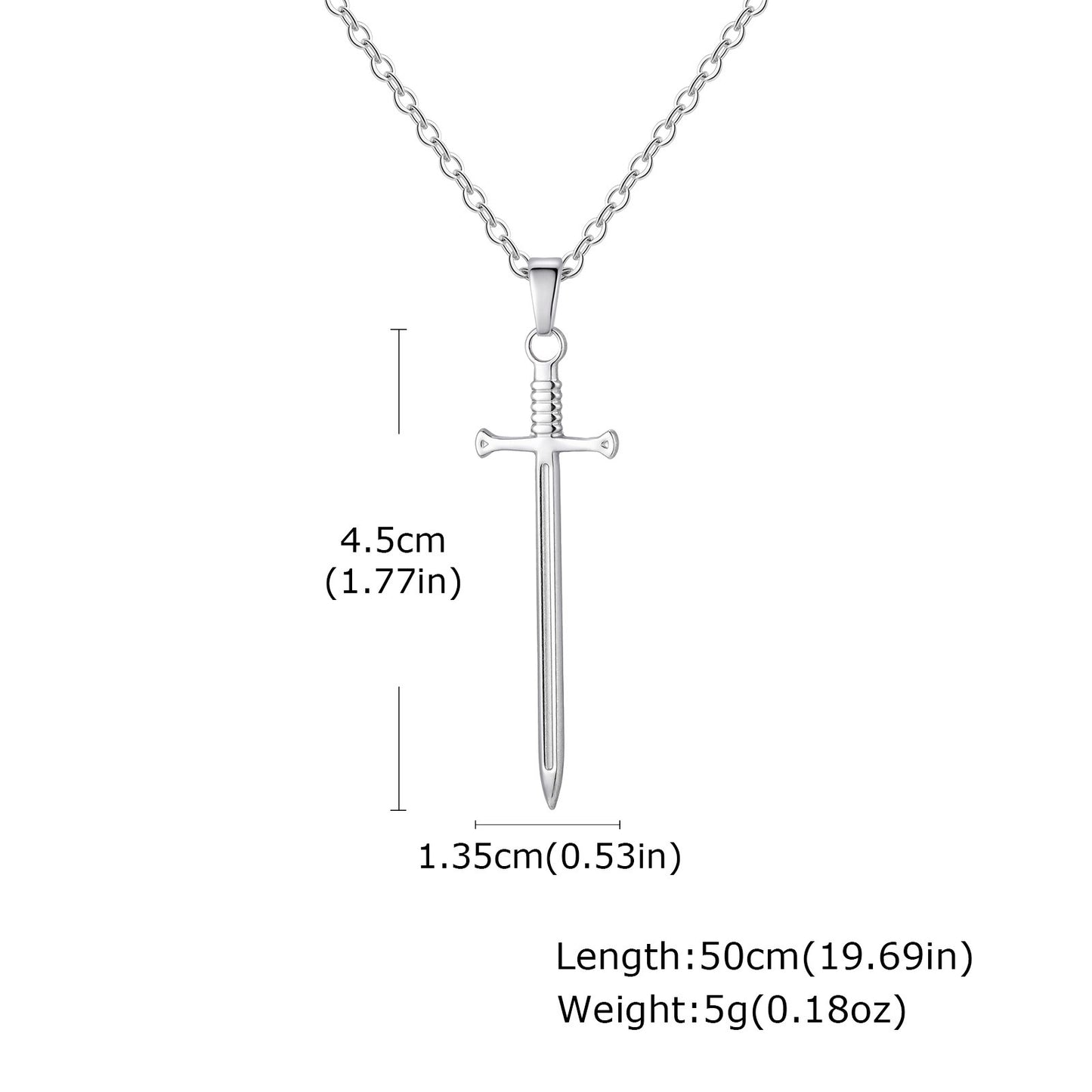 Kemstone Stainless Steel Sword Pendant Necklace for Men – Silver, Gold, Black NC-2556