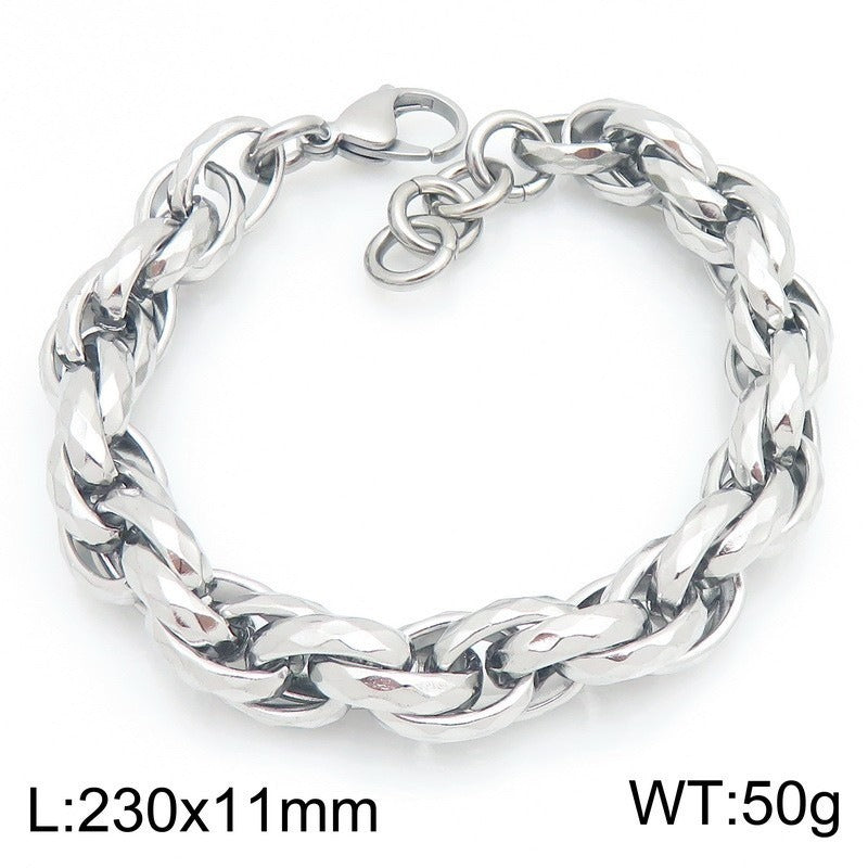 Kemstone Titanium Steel Twisted Chain Bracelet for Men Hammered Texture 11mm KB215659-KFC
