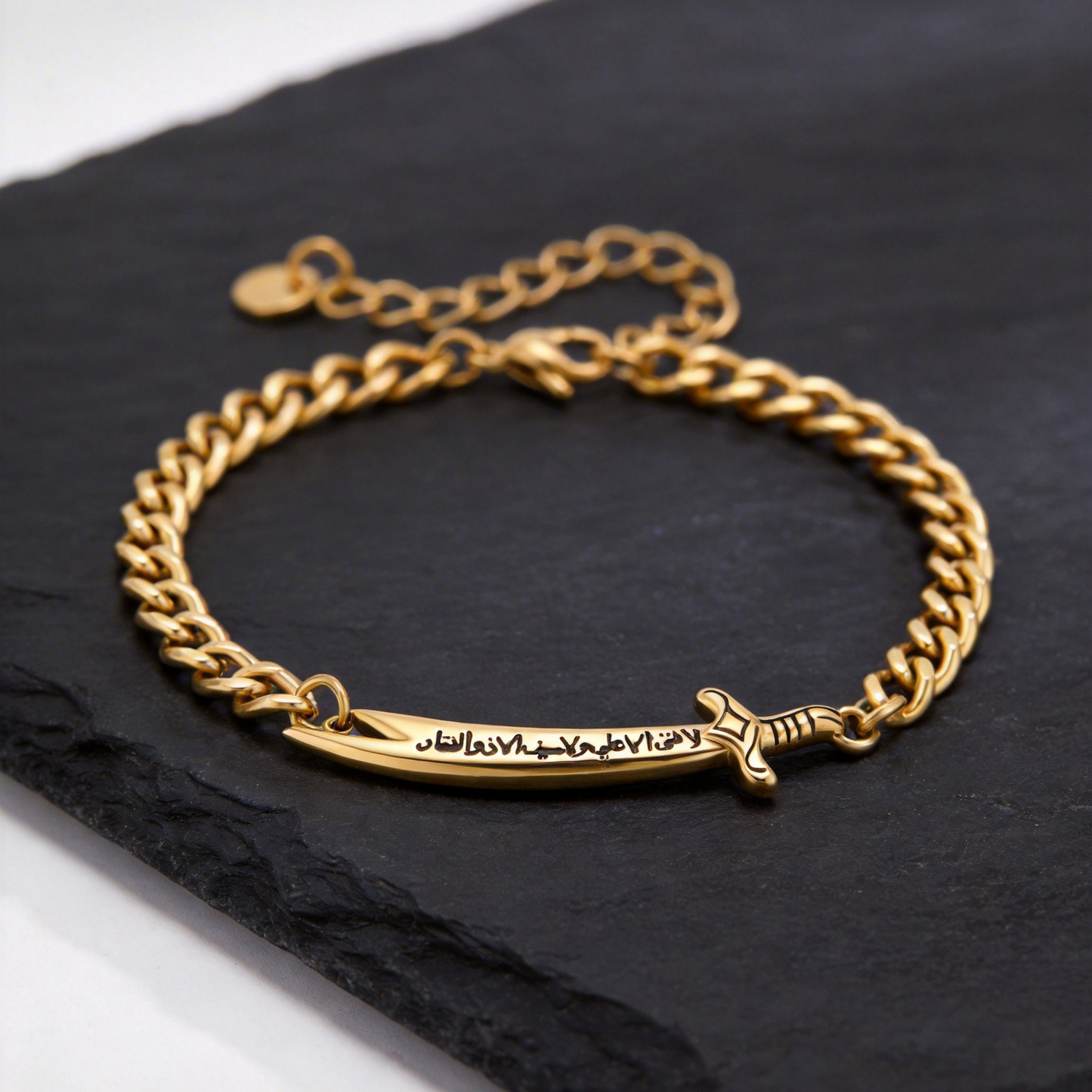 Kemstone Stainless Steel Blade Chain Bracelet for Men Cuban Link Gold Silver BR-2755