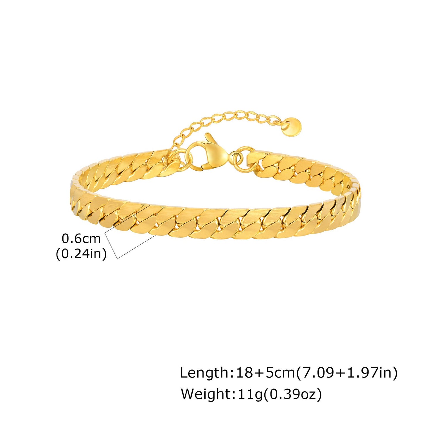 Kemstone Stainless Steel Flat NK Chain Bracelet – Men’s Jewelry Silver Gold Black BR-1938