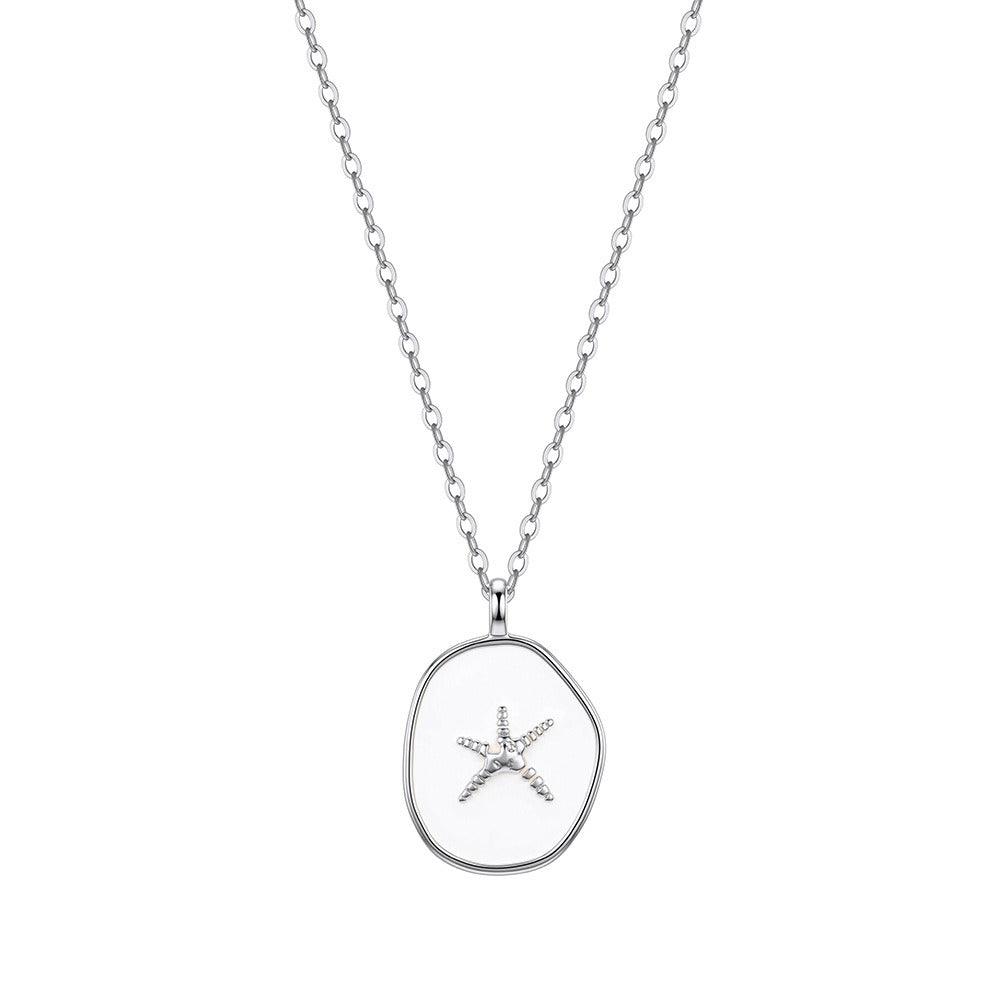 Kemstone Starfish Pendant Necklace for Women 925 Sterling Silver Enamel Round Beach Style Gold Silver SAPN61