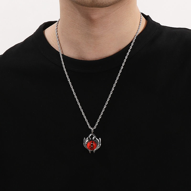 Kemstone Turquoise Eagle Amulet Necklace – Tribal Cross & Evil Eye Pendant for Men, Gothic Streetwear Jewelry KP100398