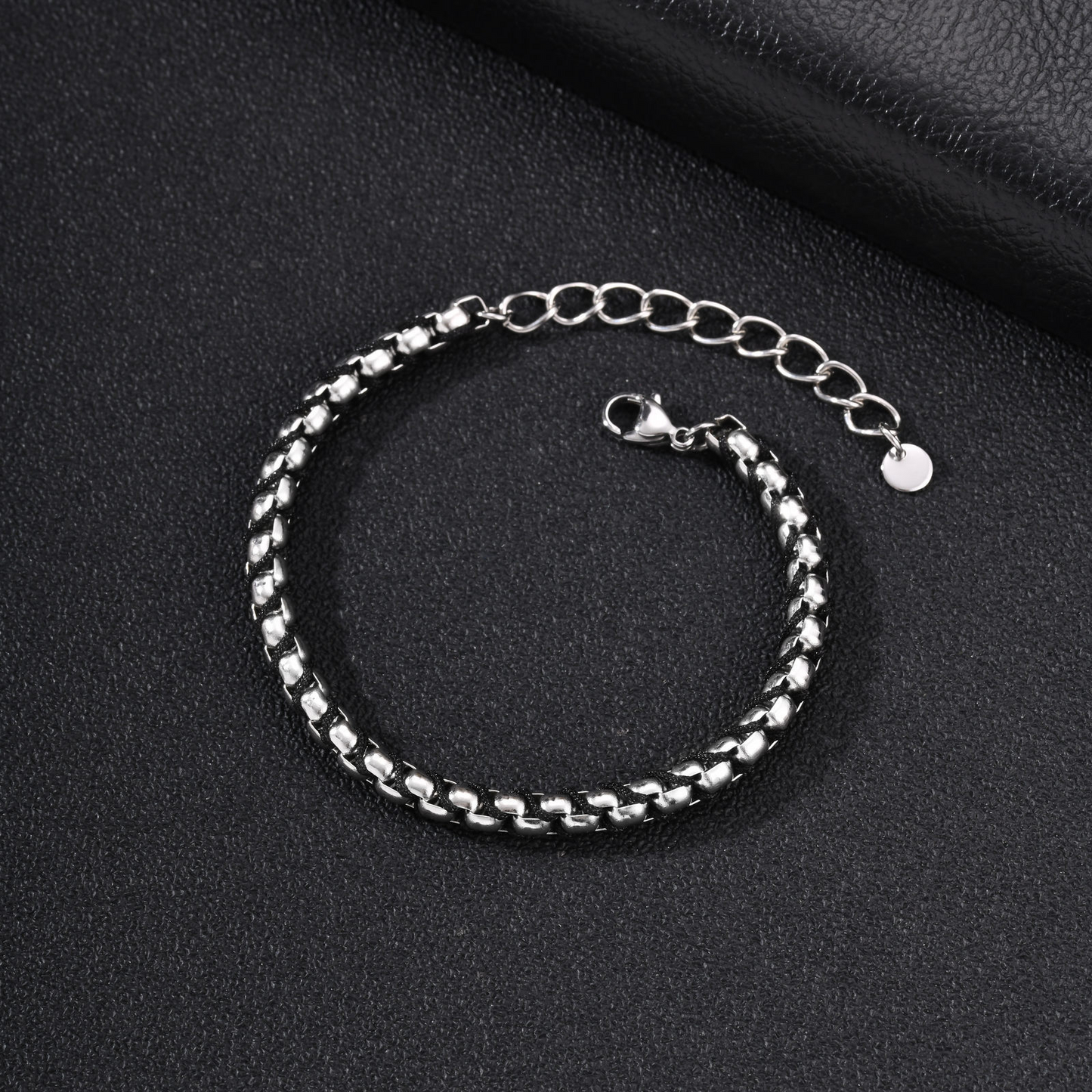 Kemston Stainless Steel Bead Rope Bracelet for Men Hip Hop Woven Chain Design BR-3170S