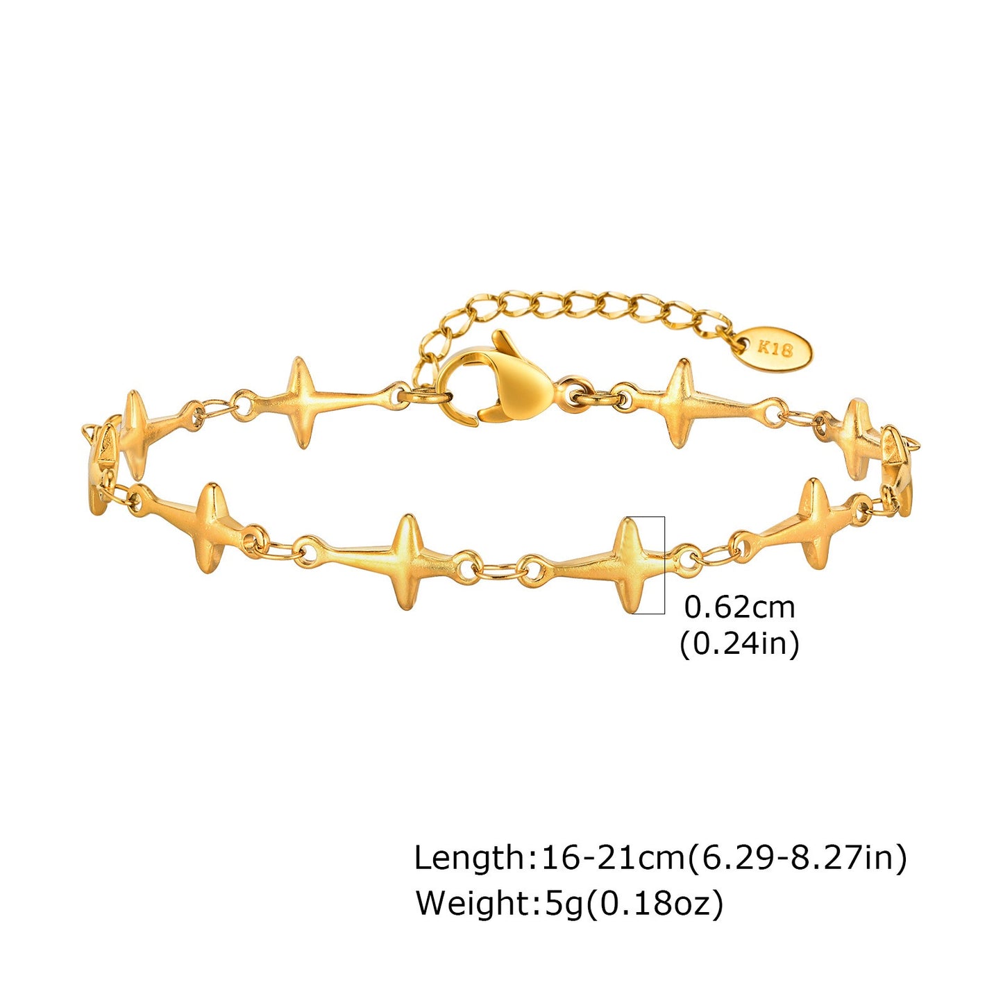 Pulsera apilable vintage de estrella de cuatro puntas: joyería celestial de acero inoxidable para un toque de elegancia cotidiana (1951)
