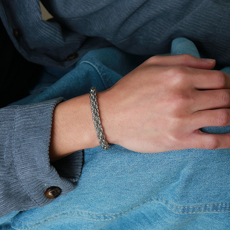 Kemstone Men’s Stainless Steel Lantern Chain Bracelet – Silver 7mm Hip-Hop Style BR-957