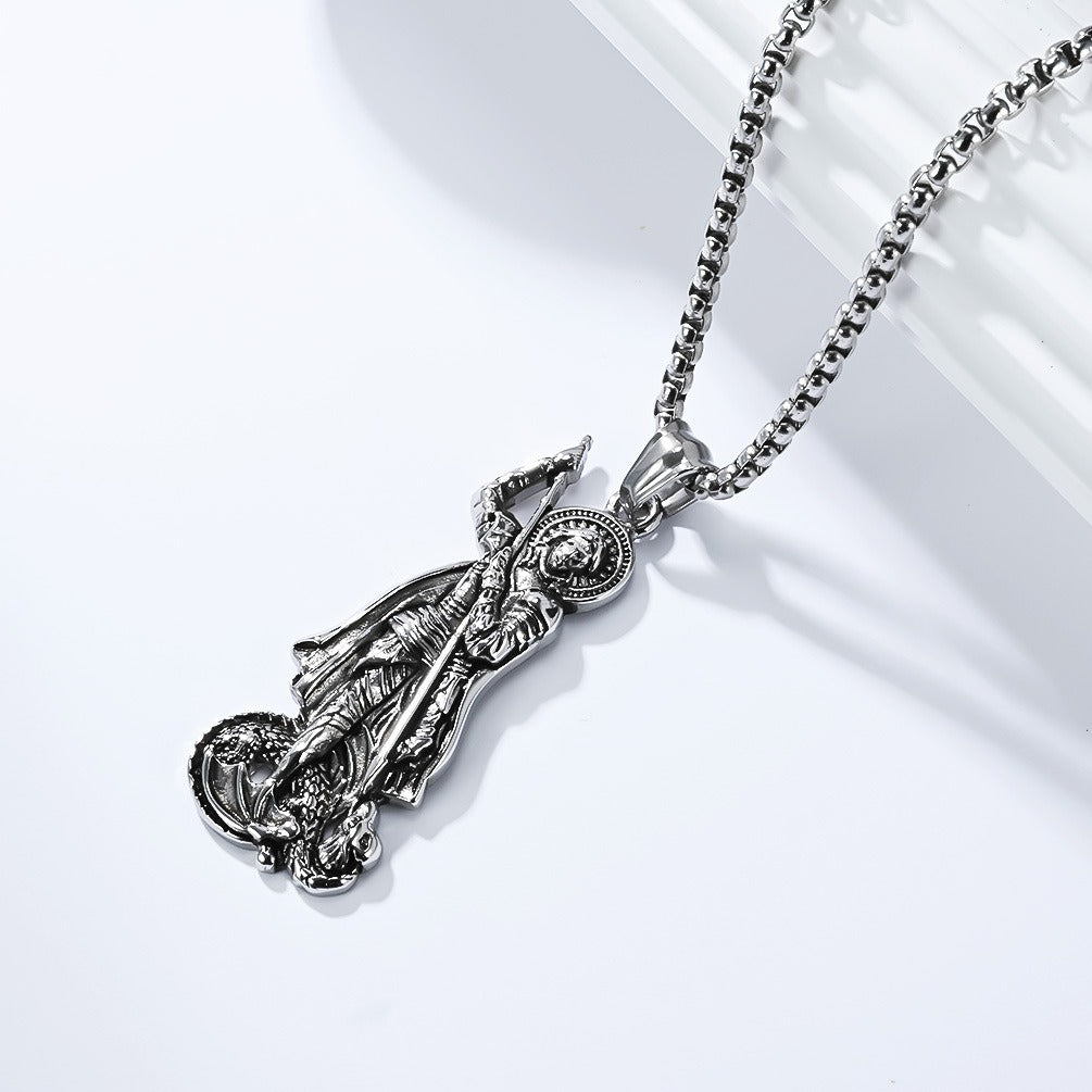 Kemstone Men’s Stainless Steel Saint George Pendant Silver Three Colors K-PT640