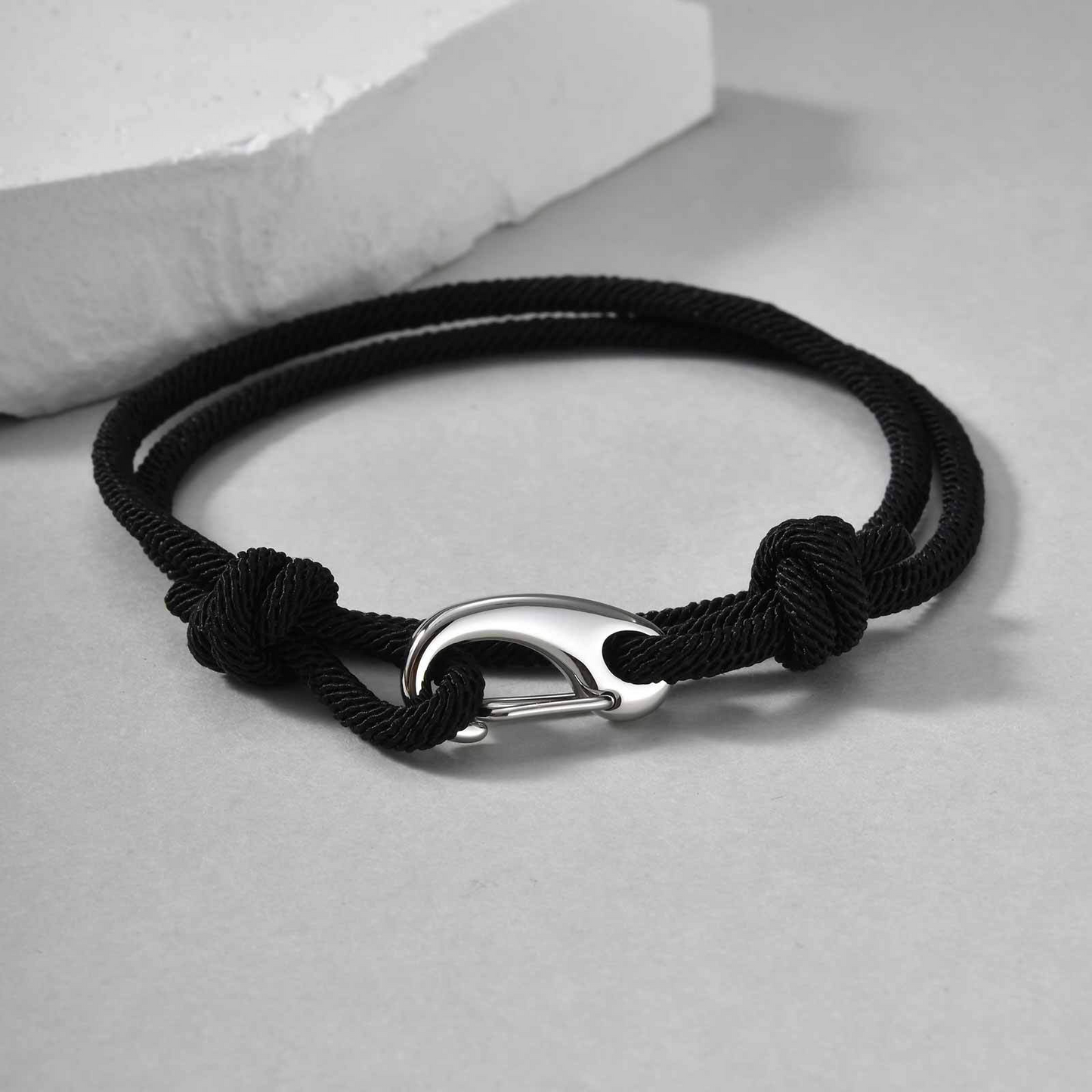 Kemstone Stainless Steel Double Loop Rope Bracelet – Minimal Clasp Style for Men BL-820