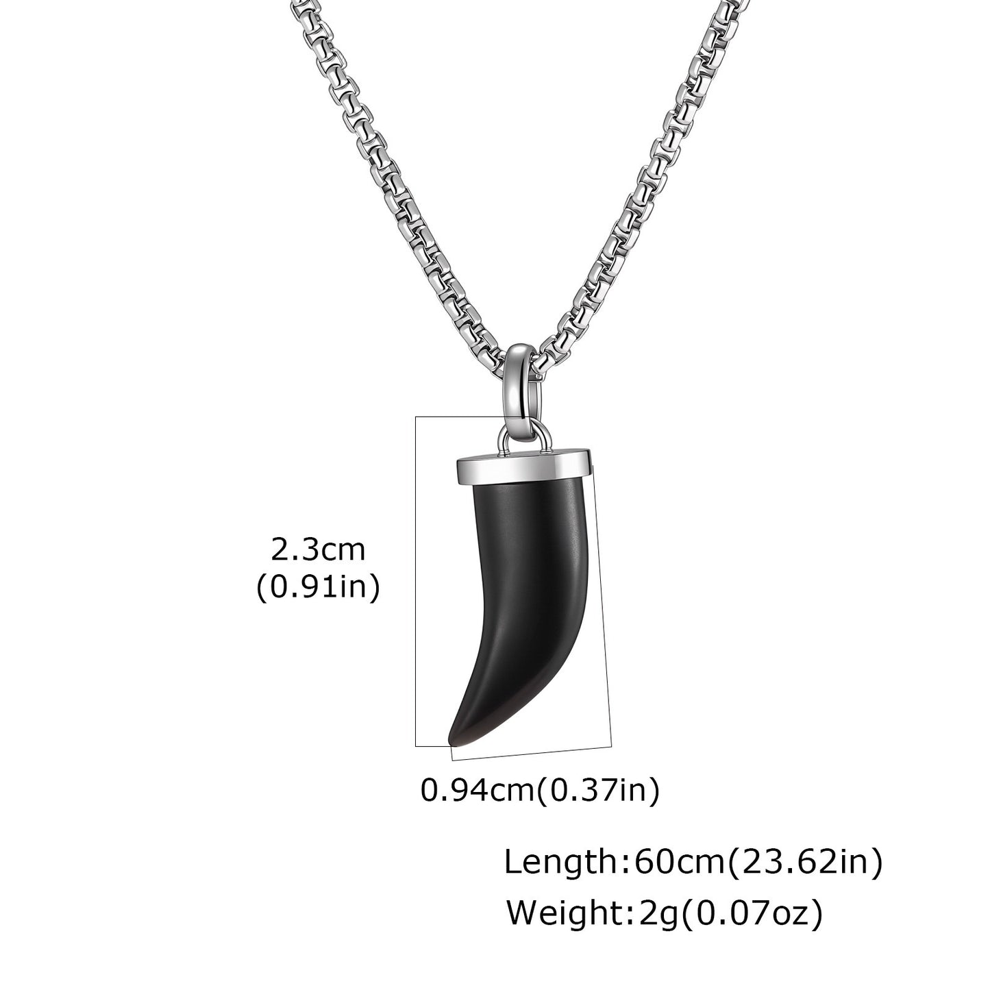 Kemstone Horn Pendant Necklace for Men & Women Stainless Steel Tiger Eye Black Agate PN-2438