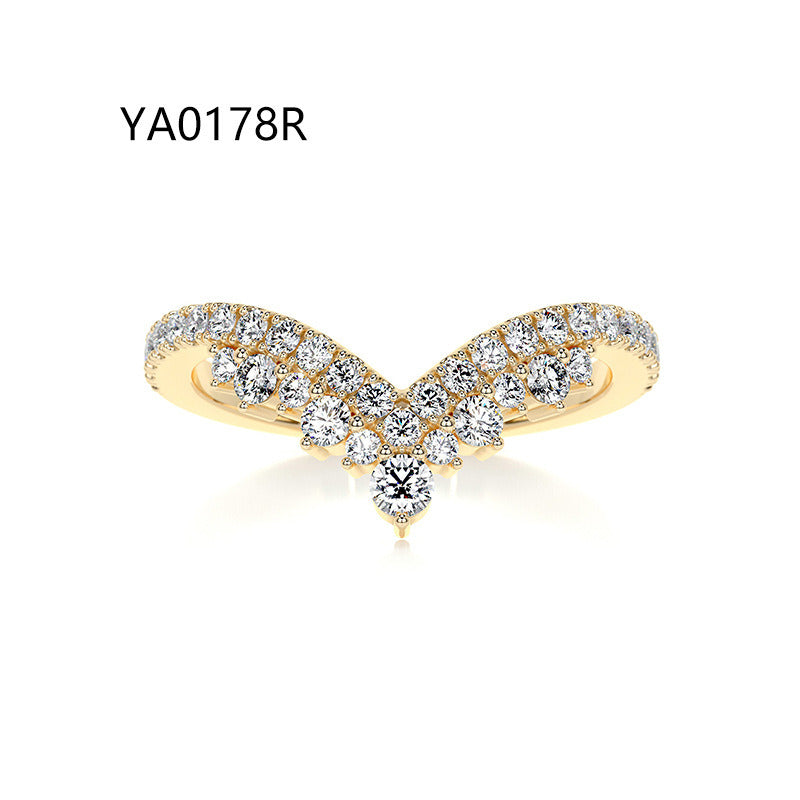 Kemstone S925 Gold D–E VVS Curved Moissanite Rings Wedding Band