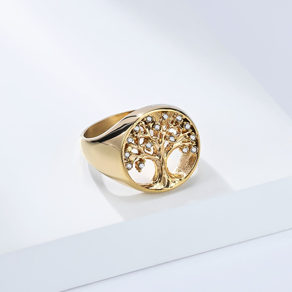Kemstone Tree of Life Ring – Stainless Steel Crystal Women’s Jewelry K-R1074